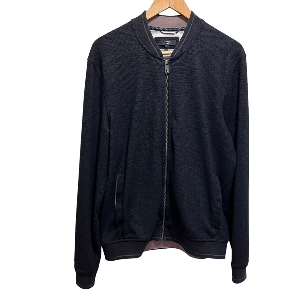 Ted Baker Full Zip Navy Blue Sweater  Size Large